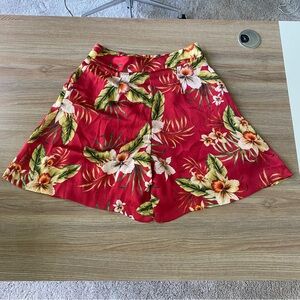 Red and white Zara floral Hawaiian style satin shorts
